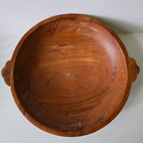 Hearth & Hand Acacia Wood Round Bowl Rustic Serving Dish With Handles